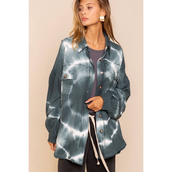 PRICE DROP Tie Dye Utility Jacket in Galaxy Navy Swirl - Picture 1 of 6